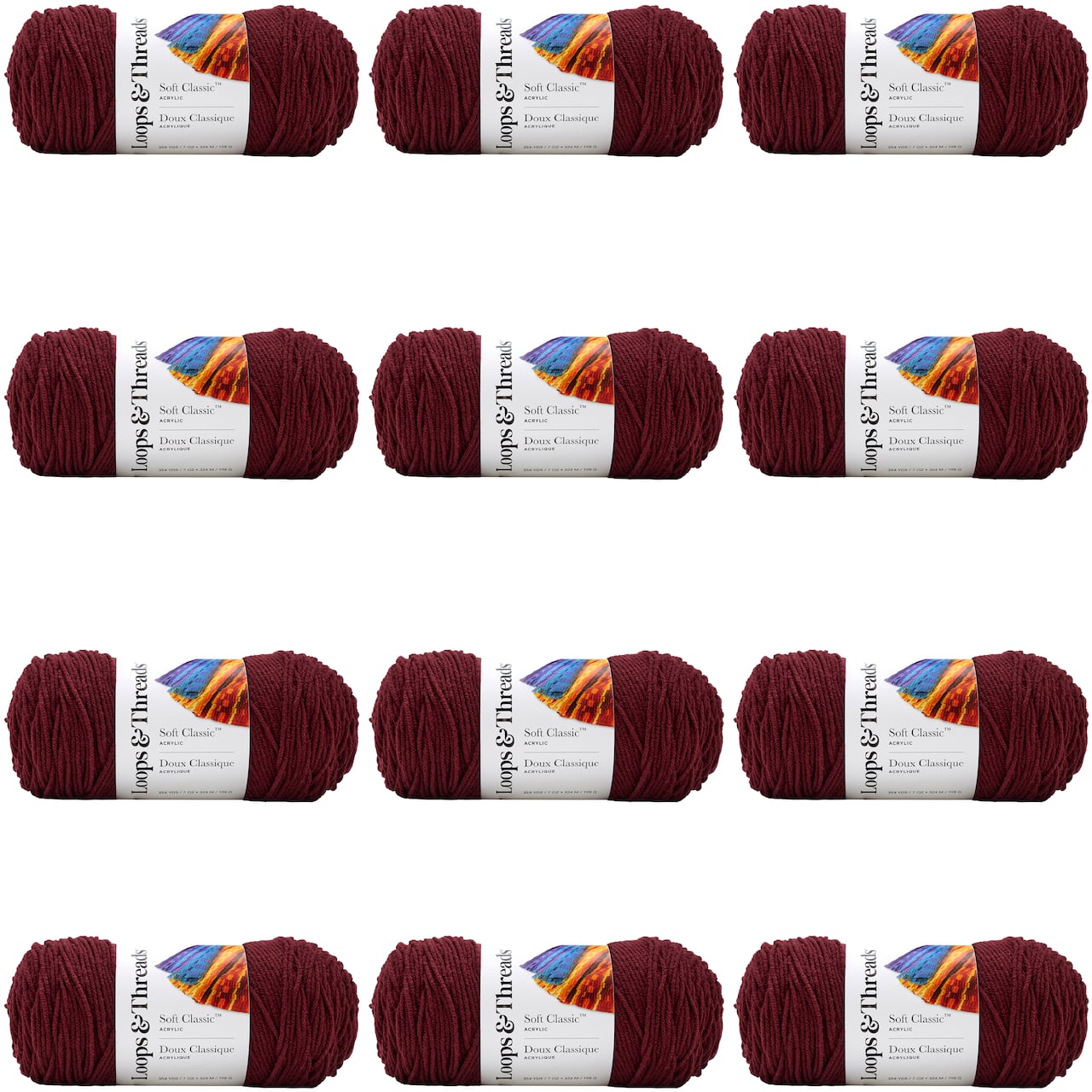 12 Pack: Soft Classic™ Solid Yarn by Loops & Threads®